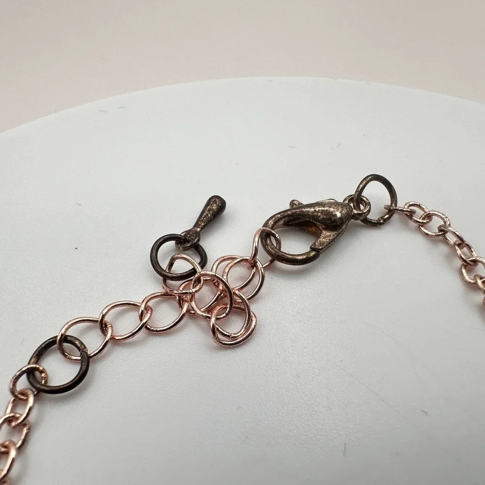 Vintage‎ 90s Rose Gold Tone Bow Rhinestone Bracelet Women's Classic Jewelry
